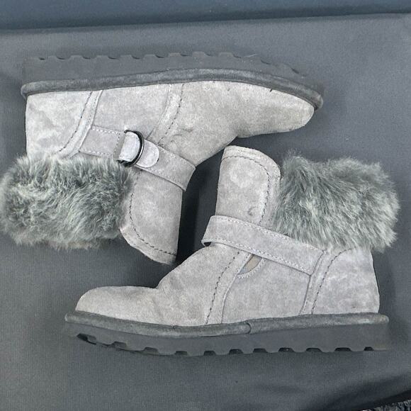 BEARPAW Koko Boot 8 Gray Fog Suede Faux Fur Sherpa Winter Comfort Slip On Y2K - Picture 8 of 16
